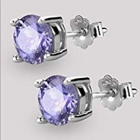 Sterling Silver Birthstone Earrings Alexandrite - Picture 6 of 10